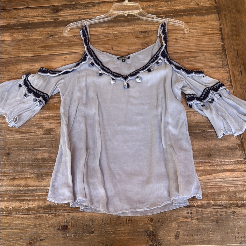 Women's Off-Shoulder Top in Light Grayblue